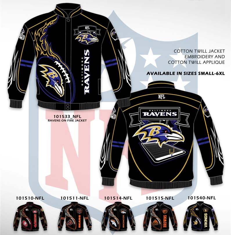Ravens, 49ers, Bears, Broncos, Browns and Vikings On Fire Jackets